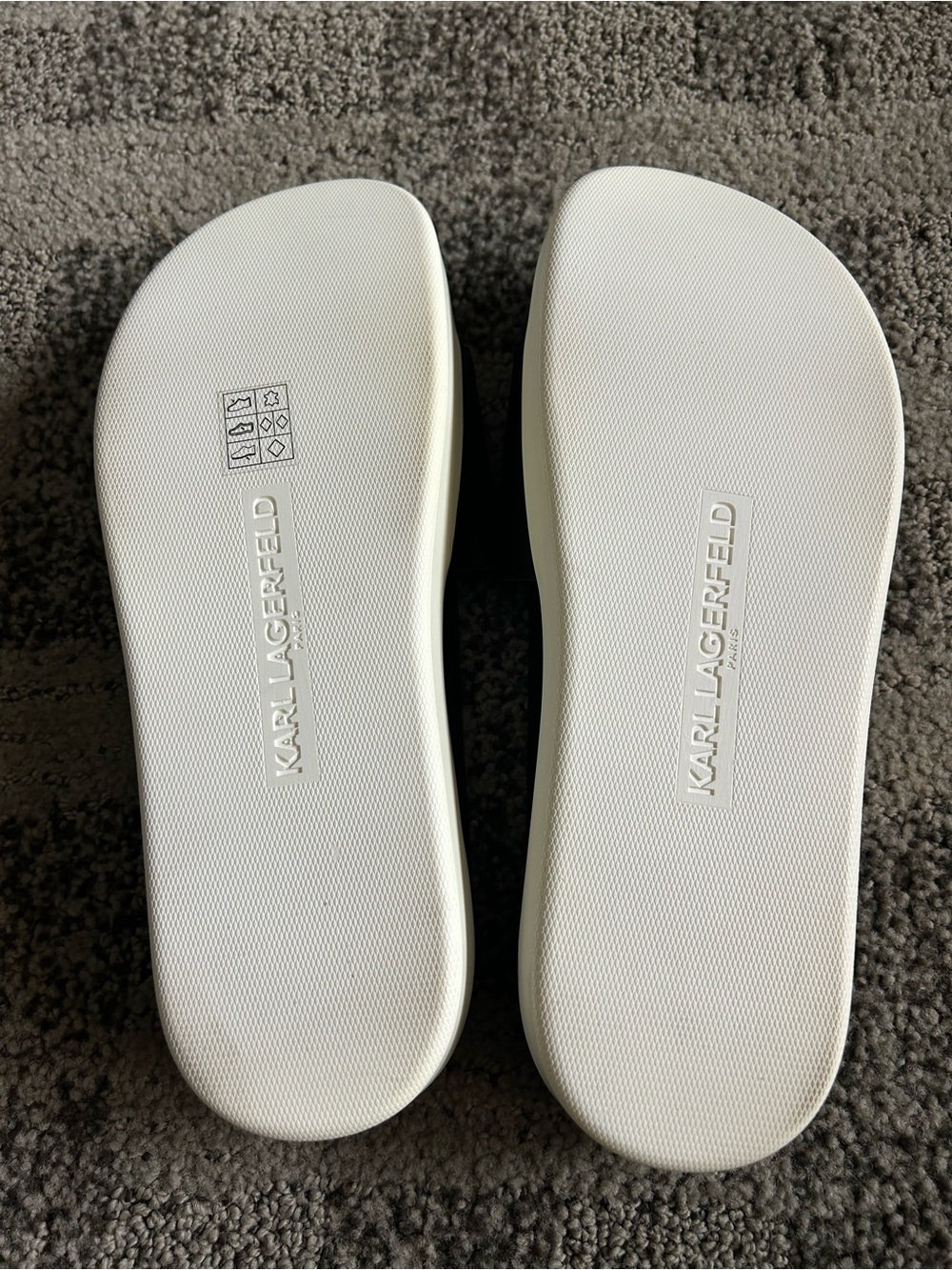 Karl Lagerfeld Black Slide Sandals with Red Lettering - Picture 2 of 4